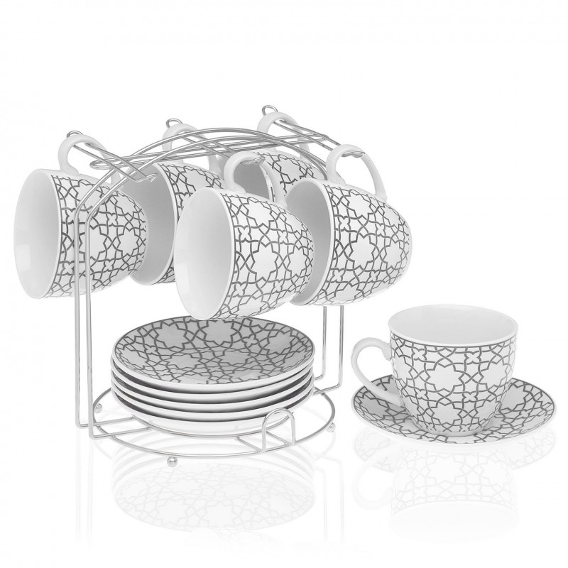 bar comedor Juego de 6 tazas de café de acero inoxidable y soporte para árboles tazas de agua con soporte de 6 ganchos para cocina 