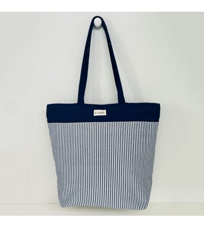 BOLSA AZUL RAYAS MARINERAS GRANDE